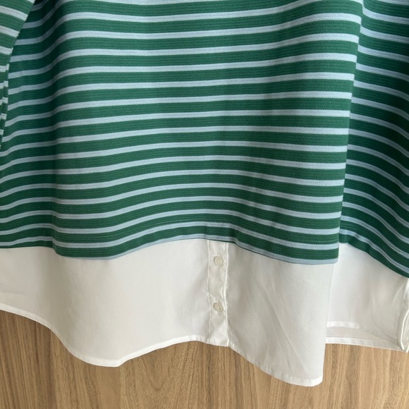 Isaac Mizrahi Live! Textured Ottoman Stripe Layered Pullover Shirt Green XL - Picture 4 of 9